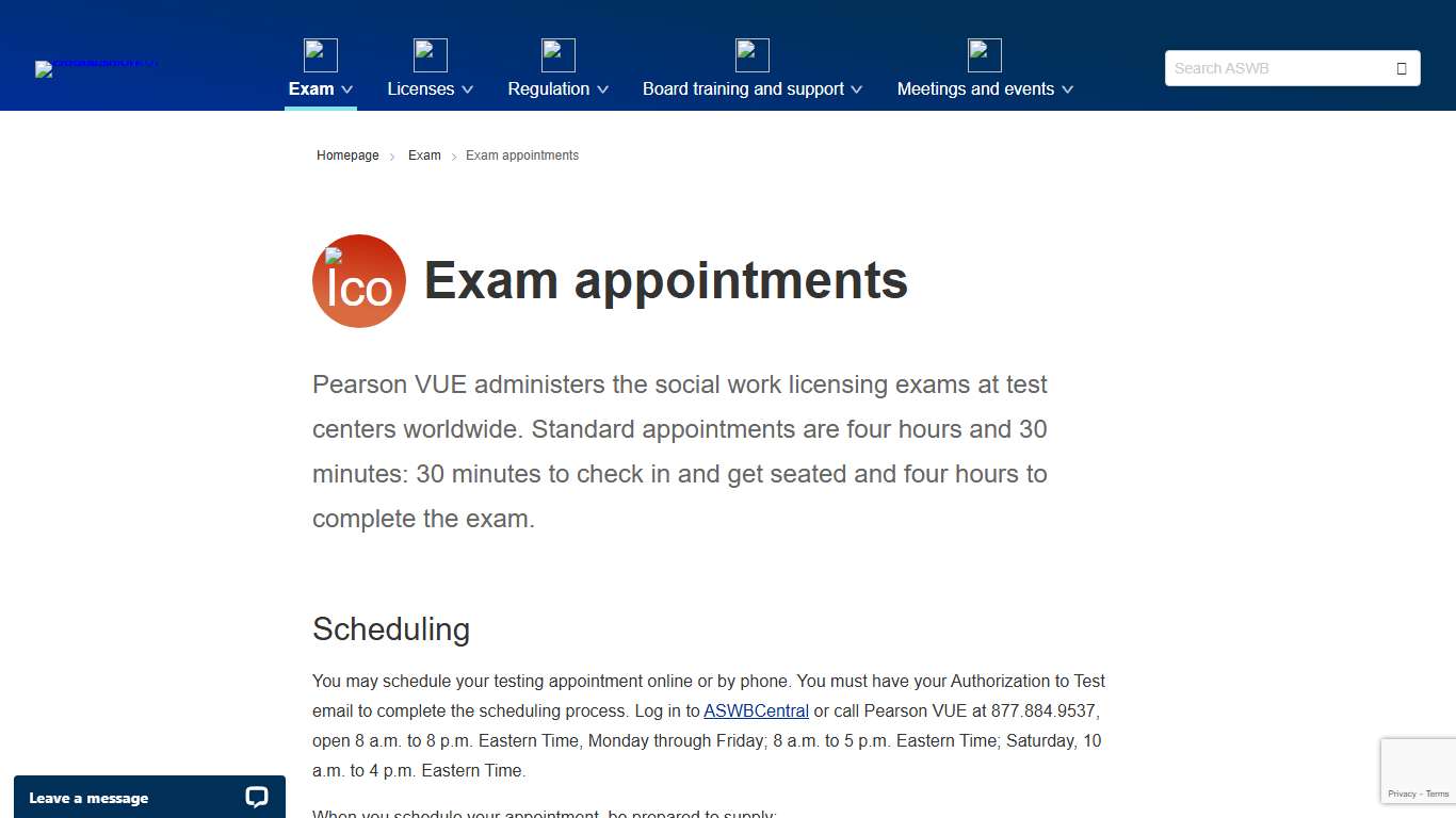 Exam appointments - Association of Social Work Boards