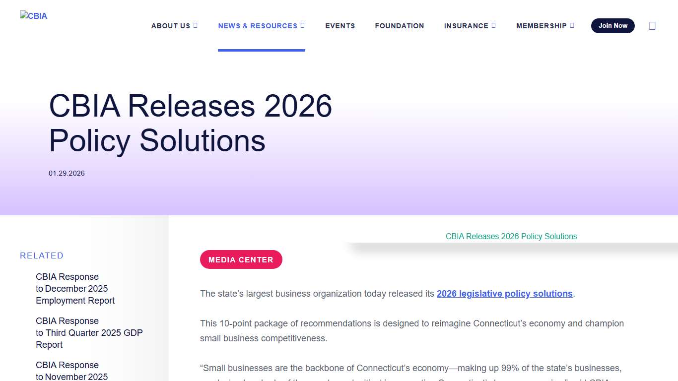CBIA Releases 2026 Policy Solutions  » CBIA