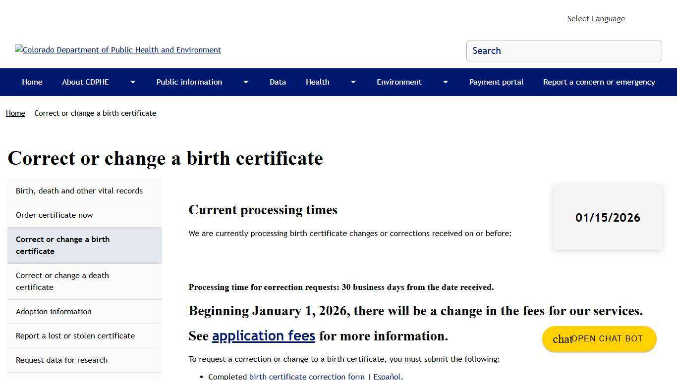 Correct or change a birth certificate Colorado Department of Public Health and Environment
